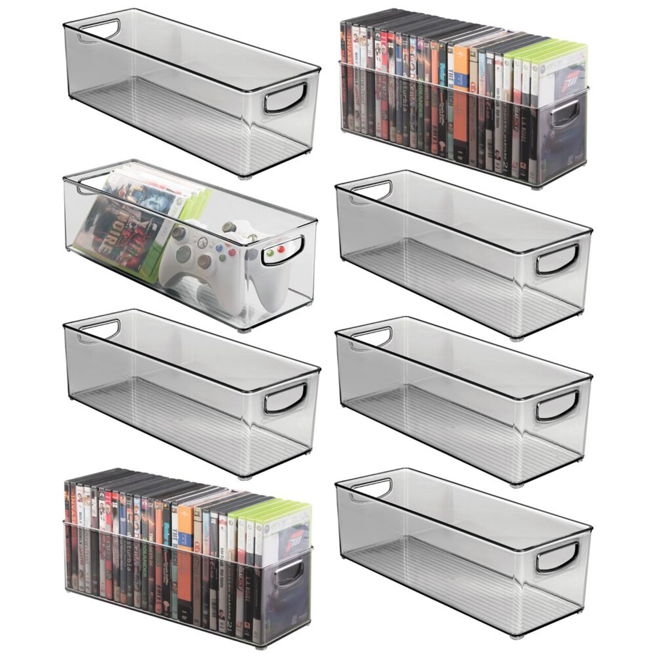 mDesign Stackable Storage Bin for DVDs, Video Games, Accessories